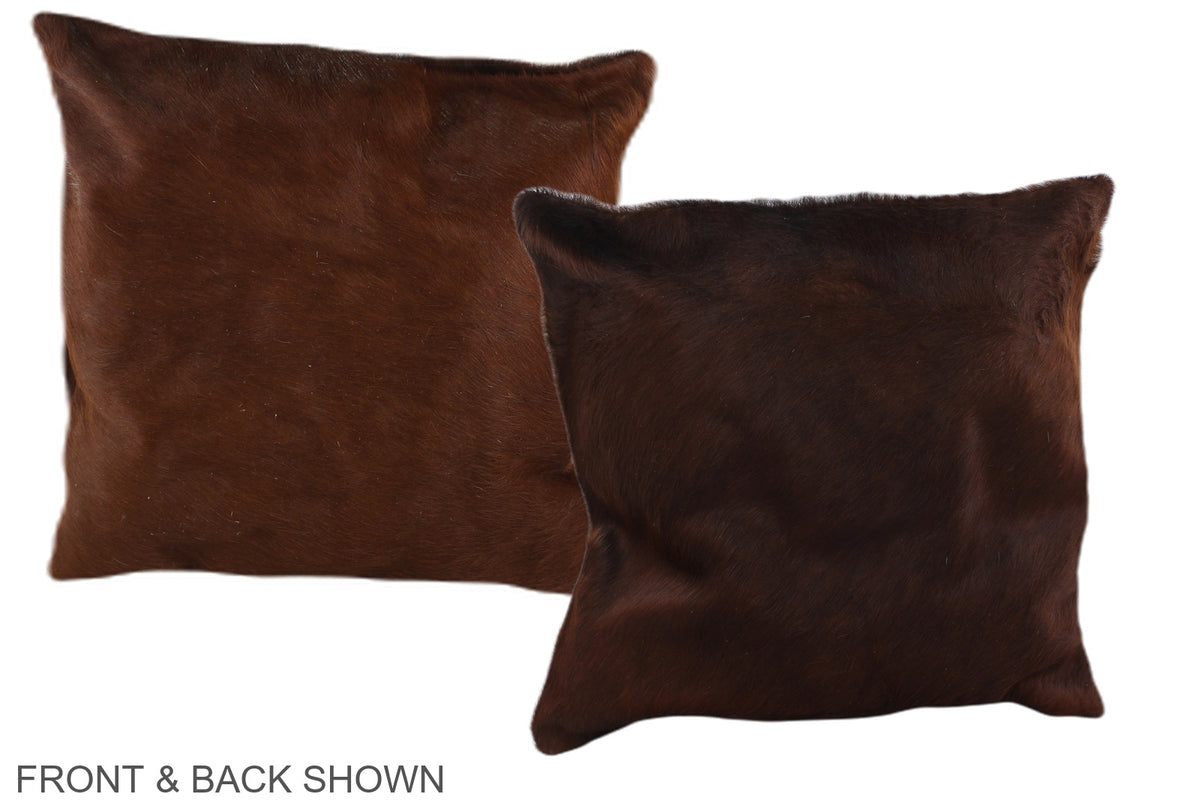 Solid Brown Cowhide Pillow #A36519