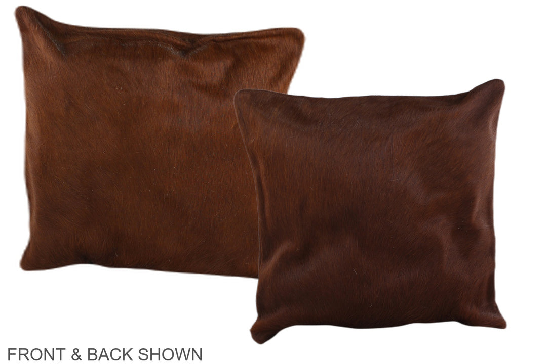 Solid Brown 16"x16" Brazilian Cowhide Pillow #A36521 by Hudson Hides