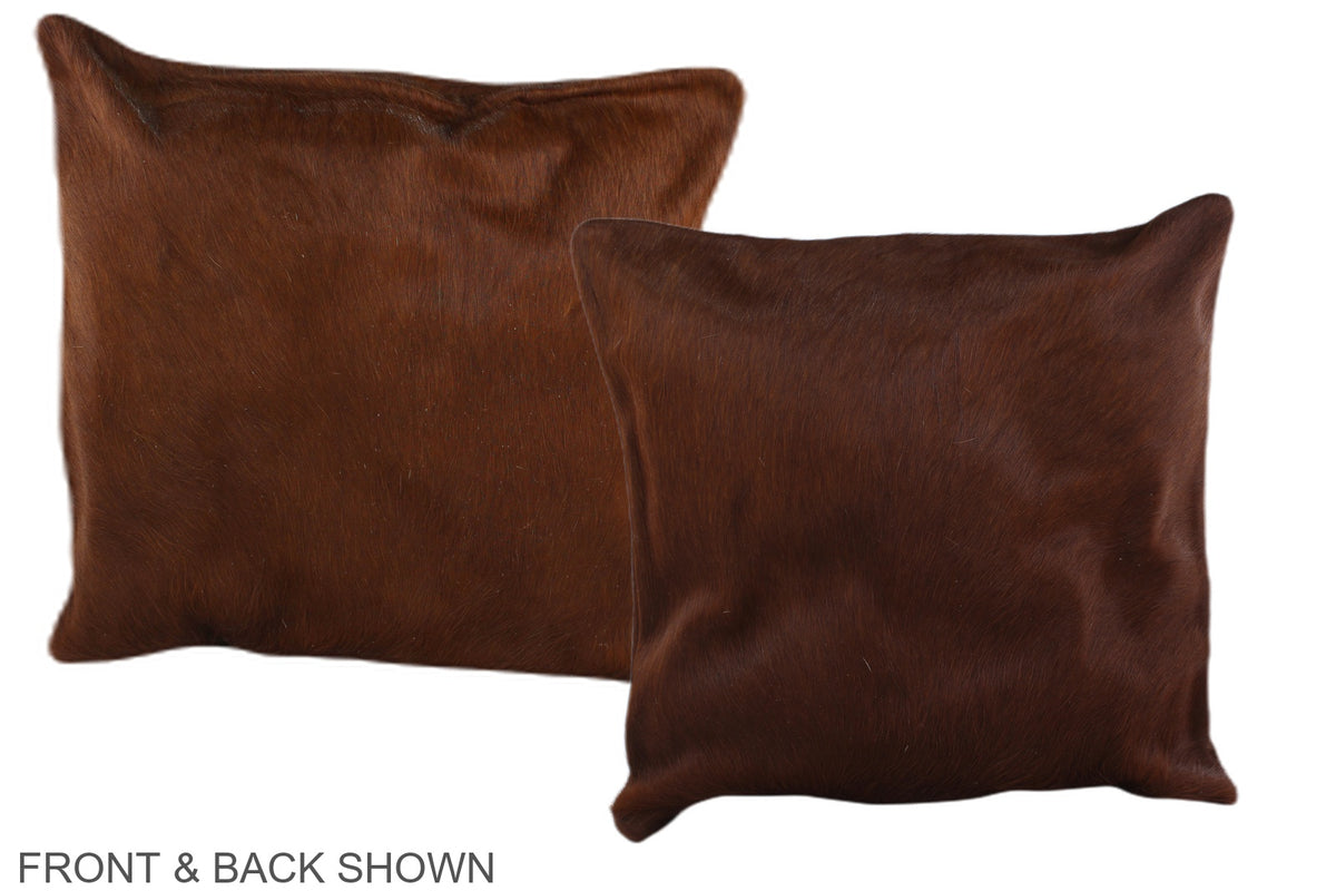 Solid Brown Cowhide Pillow #A36521