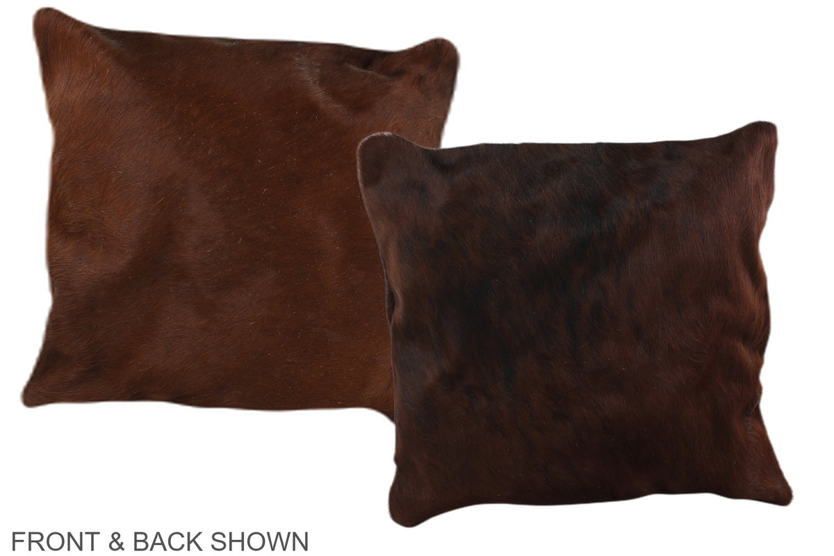 Solid Brown Cowhide Pillow #A36523