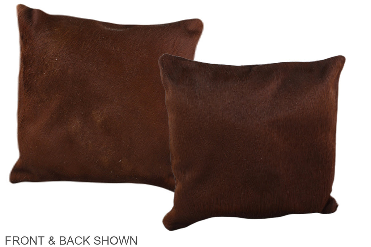 Solid Brown Cowhide Pillow #A36528