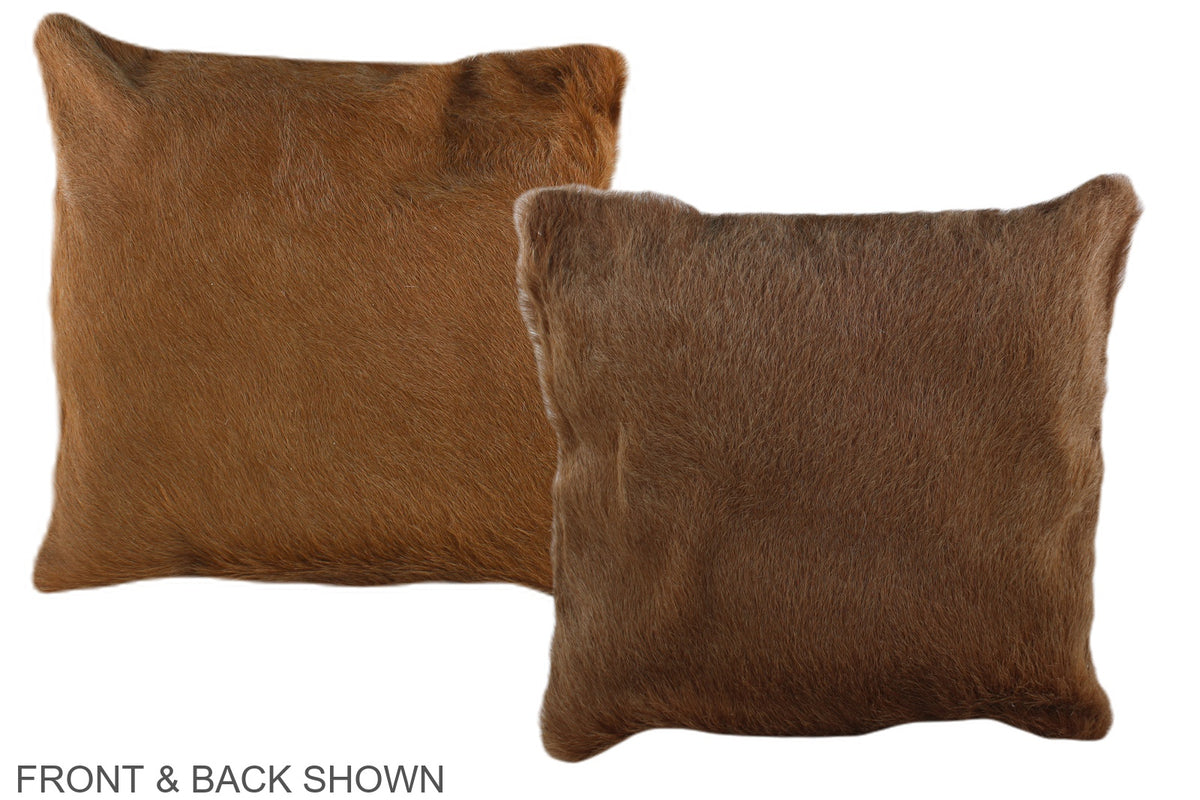 Solid Brown Cowhide Pillow #A36530