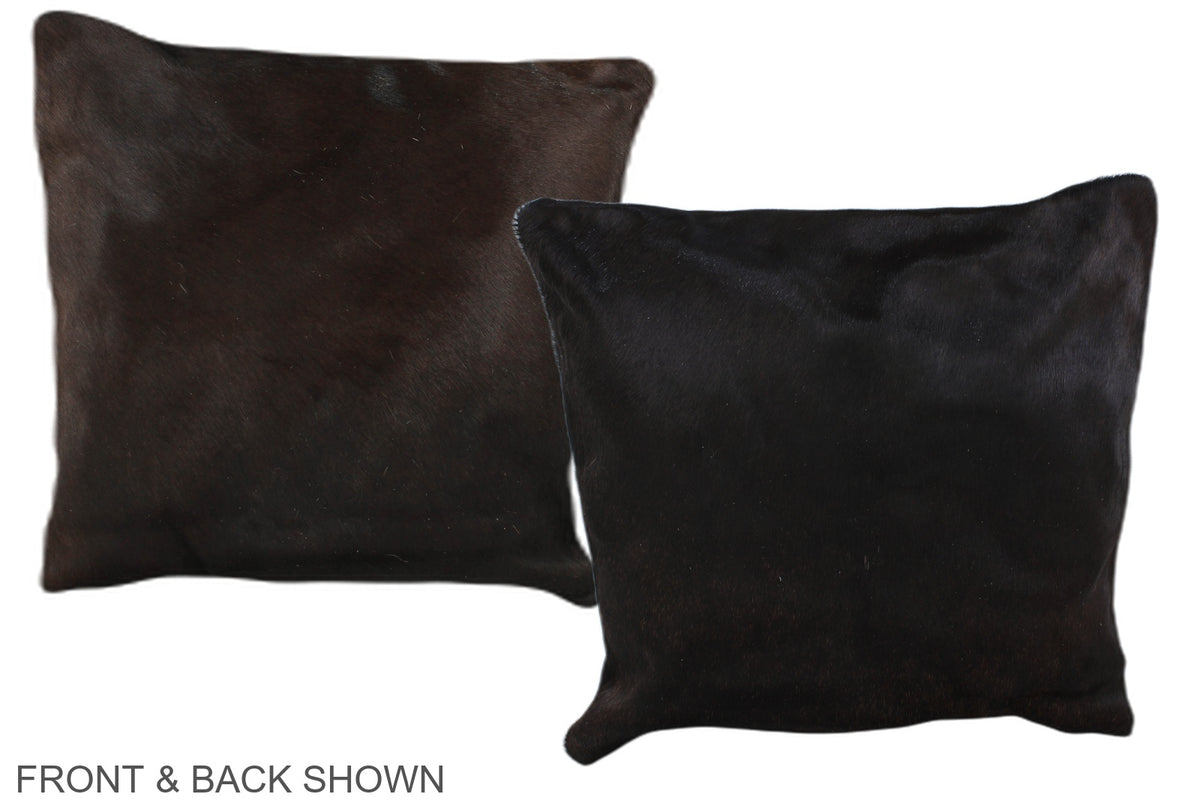 Solid Black Cowhide Pillow #A36533