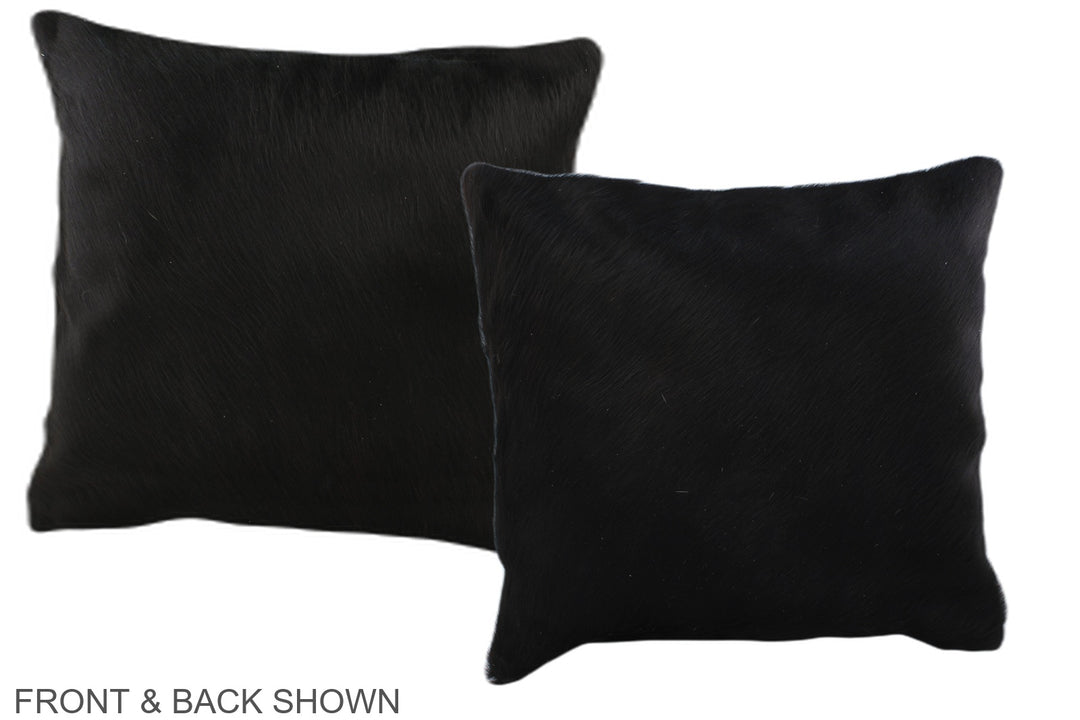 Solid Black 16"x16" Brazilian Cowhide Pillow #A36534 by Hudson Hides