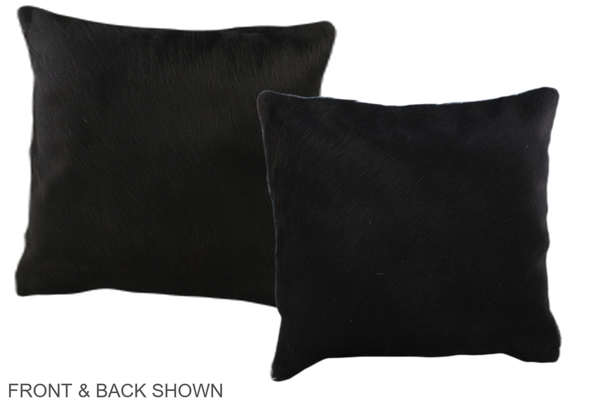 Solid Black Cowhide Pillow #A36534