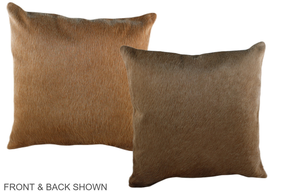 Solid Brown Cowhide Pillow #A36572