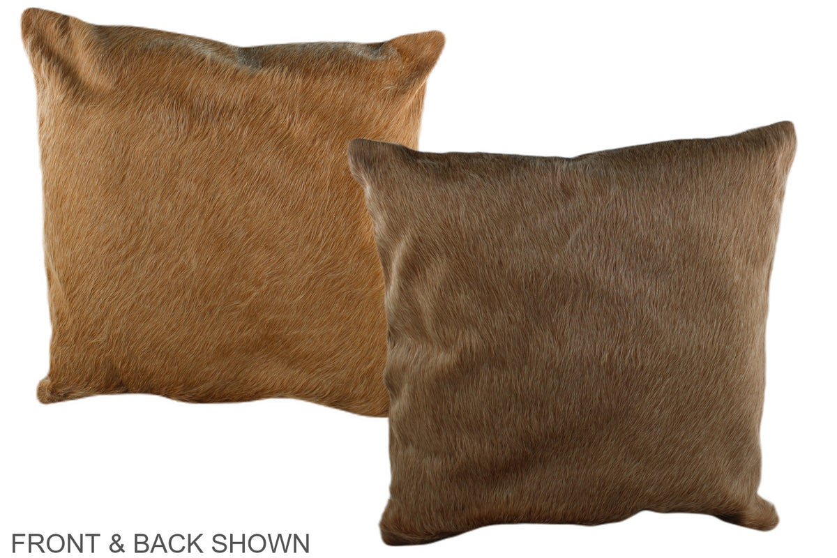 Solid Brown Cowhide Pillow #A36578