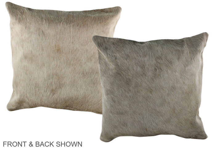 Grey with Beige 20"x20" Brazilian Cowhide Pillow #A36644 by Hudson Hides