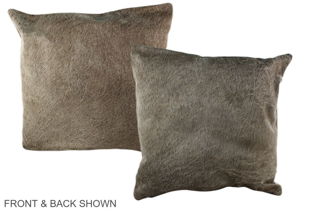 Grey with Beige Cowhide Pillow #A36646