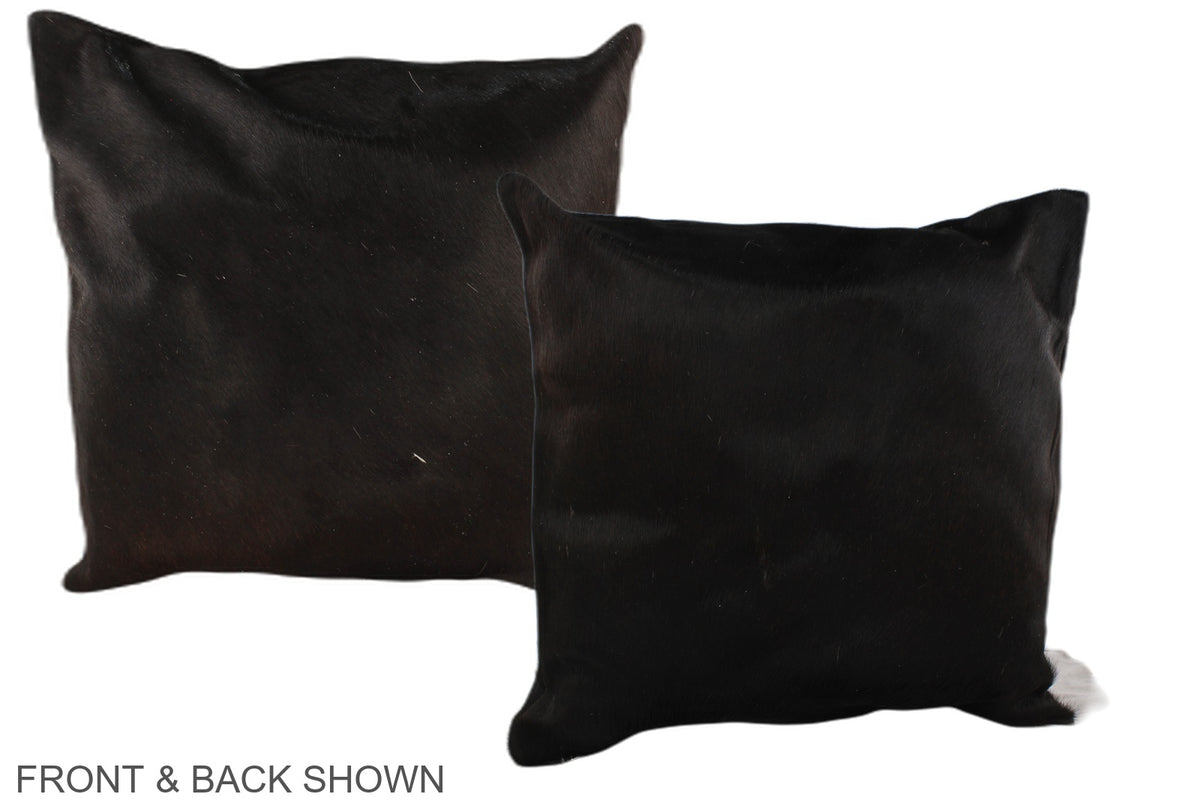 Solid Black Cowhide Pillow #A36672