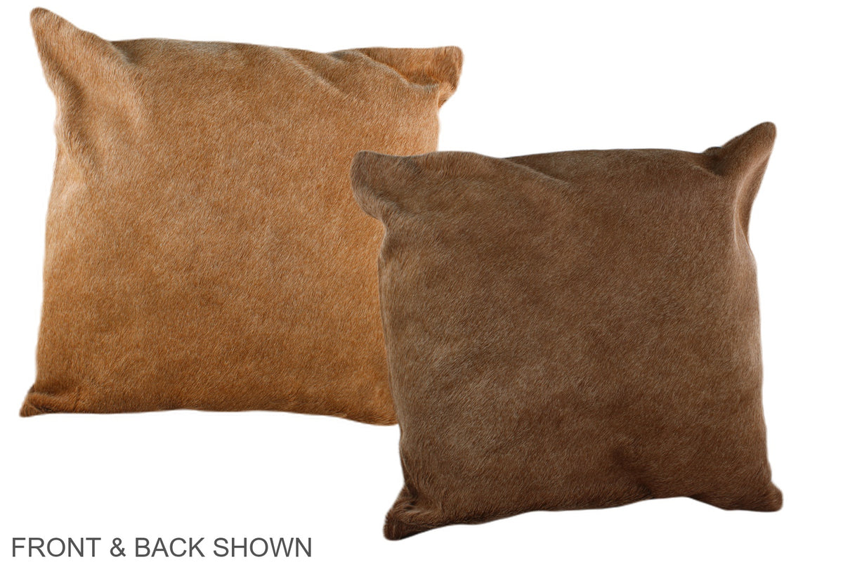 Solid Brown Cowhide Pillow #A36686