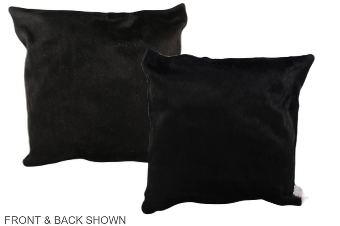 Solid Black 20"x20" Brazilian Cowhide Pillow #A36690 by Hudson Hides