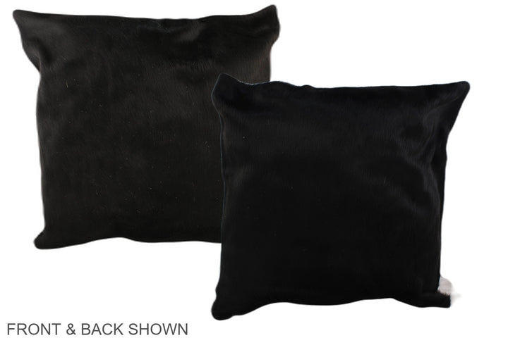 Solid Black 20"x20" Brazilian Cowhide Pillow #A36690 by Hudson Hides