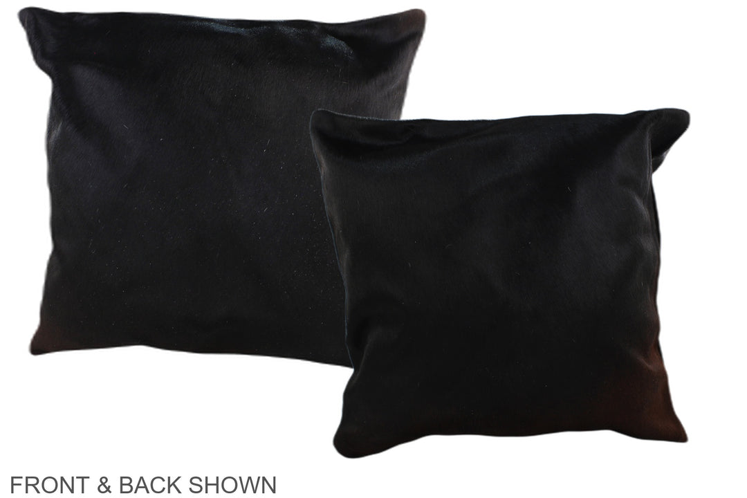 Solid Black 20"x20" Brazilian Cowhide Pillow #A36711 by Hudson Hides