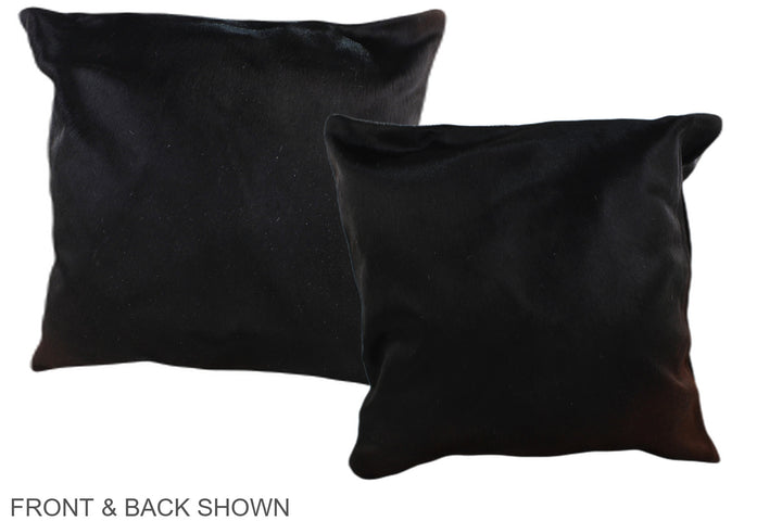 Solid Black 20"x20" Brazilian Cowhide Pillow #A36711 by Hudson Hides