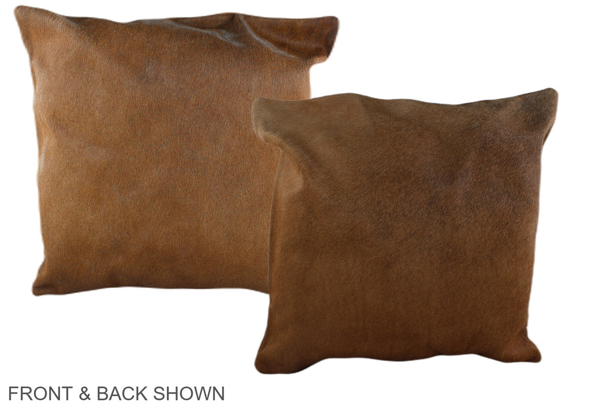 Solid Brown Cowhide Pillow #A36725