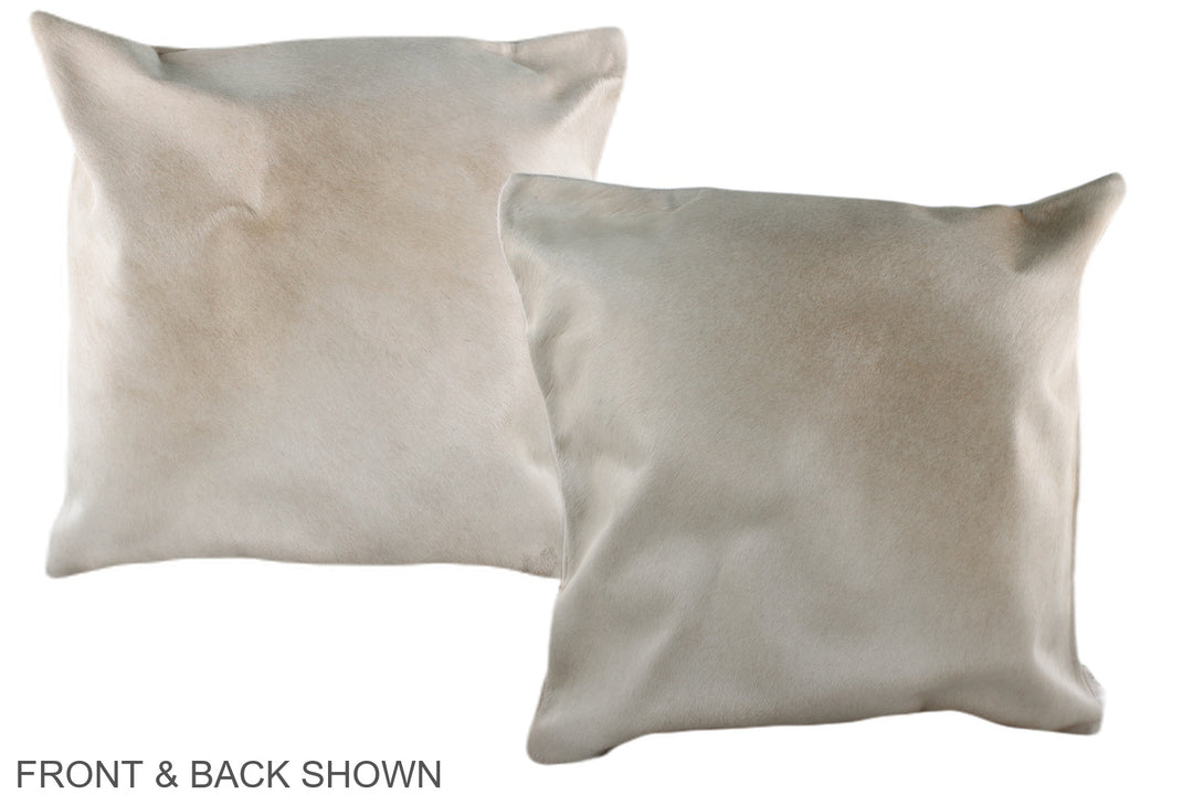 Ivory with Beige 20"x20" Brazilian Cowhide Pillow #A36731 by Hudson Hi