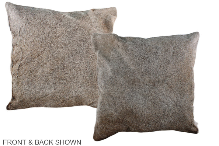 Grey with Beige 20"x20" Brazilian Cowhide Pillow #A36765 by Hudson Hides