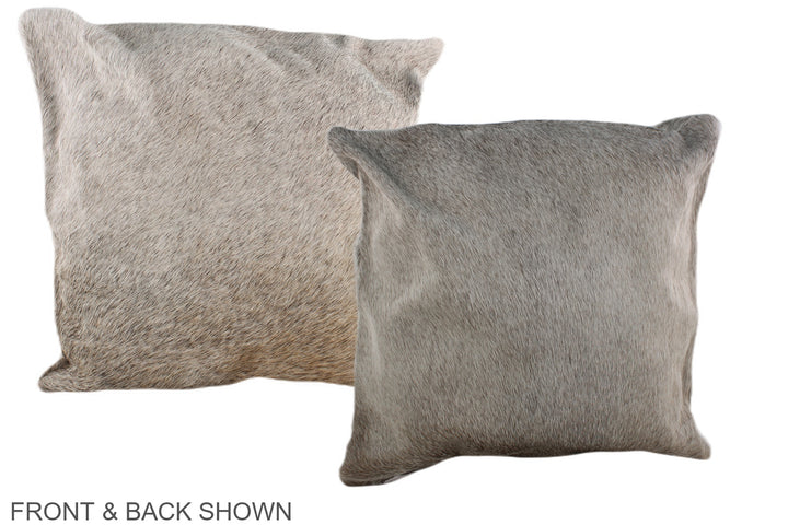 Grey with Beige 20"x20" Brazilian Cowhide Pillow #A36773 by Hudson Hides