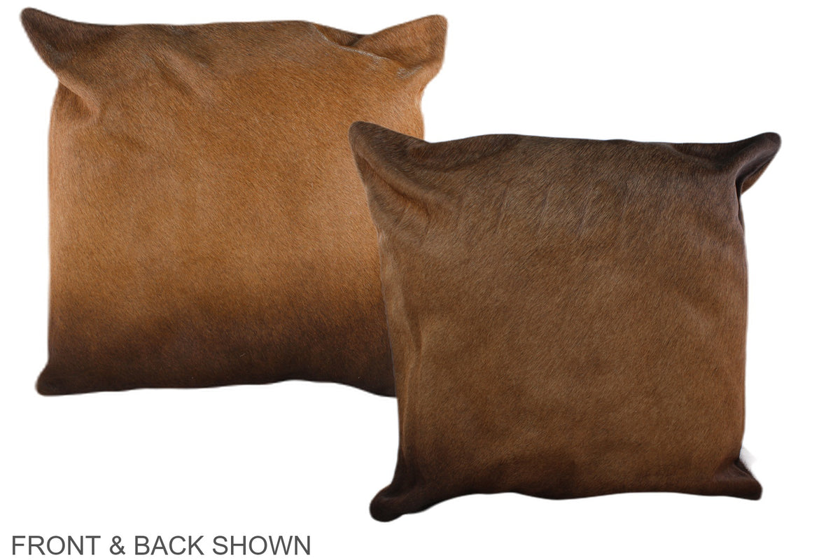 Solid Brown Cowhide Pillow #A36774