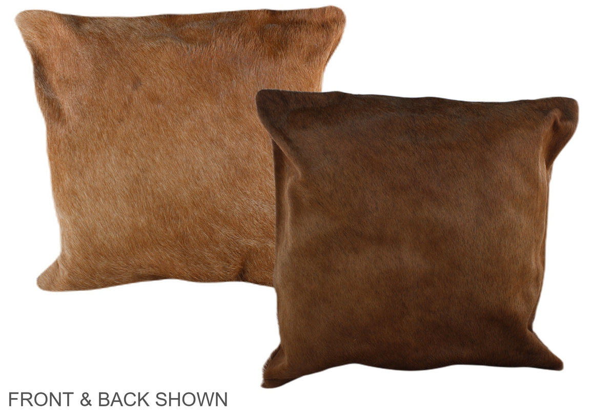 Solid Brown Cowhide Pillow #A36779