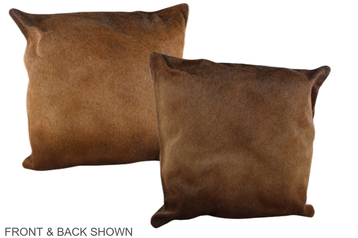 Solid Brown Cowhide Pillow #A36783