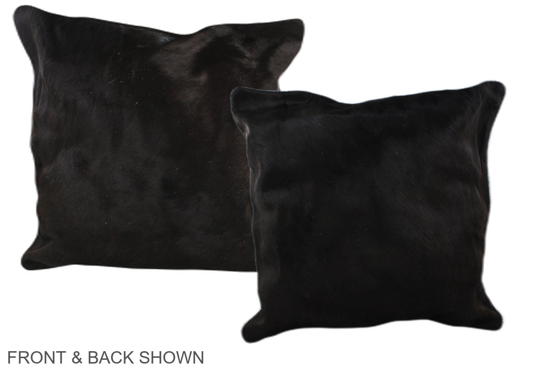 Solid Black 20"x20" Brazilian Cowhide Pillow #A36811 by Hudson Hides