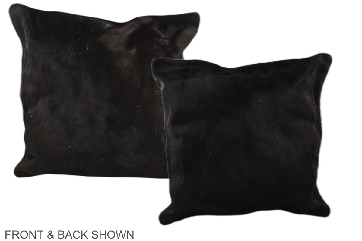 Solid Black Cowhide Pillow #A36811