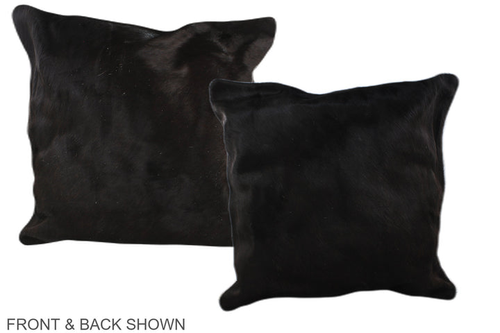 Solid Black 20"x20" Brazilian Cowhide Pillow #A36811 by Hudson Hides