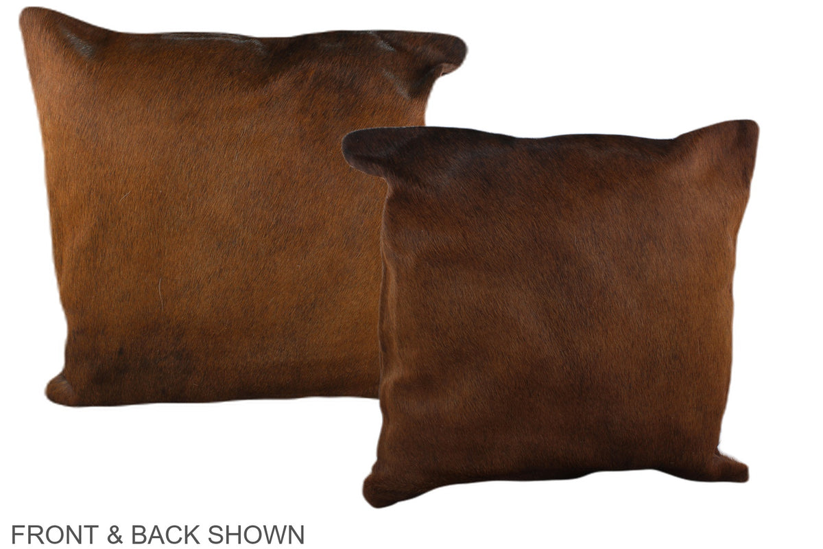 Solid Brown Cowhide Pillow #A36828