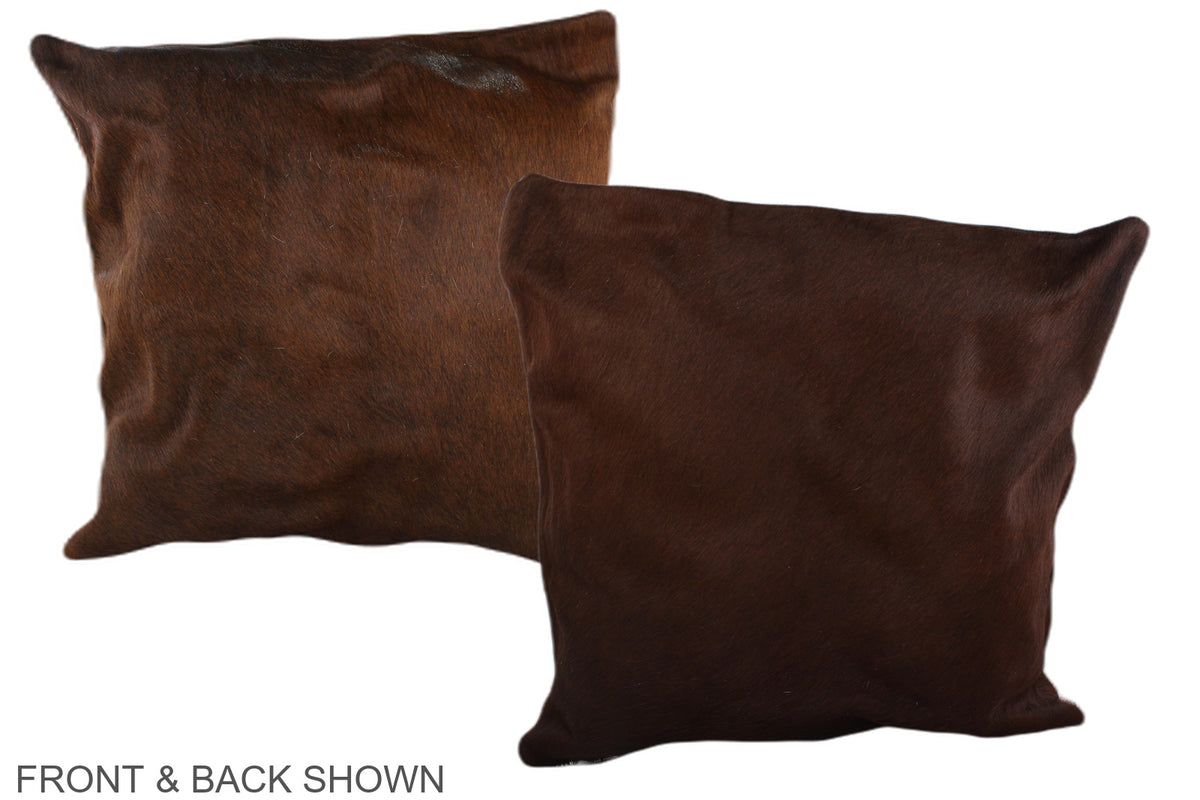 Solid Brown Cowhide Pillow #A36832