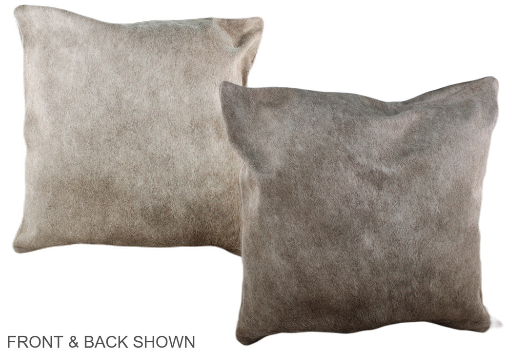Grey with Beige 20"x20" Brazilian Cowhide Pillow #A36833 by Hudson Hid