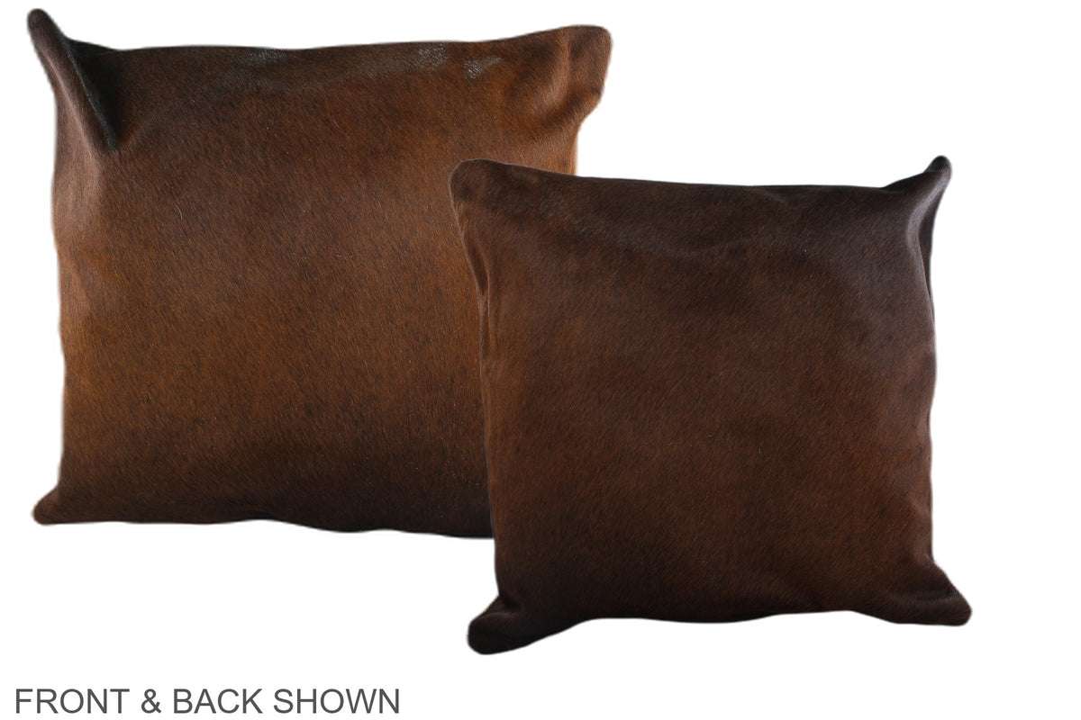 Solid Brown Cowhide Pillow #A36834
