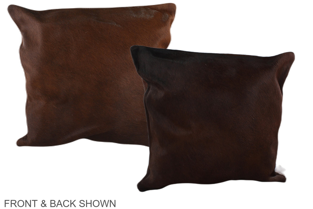 Solid Brown Cowhide Pillow #A36844