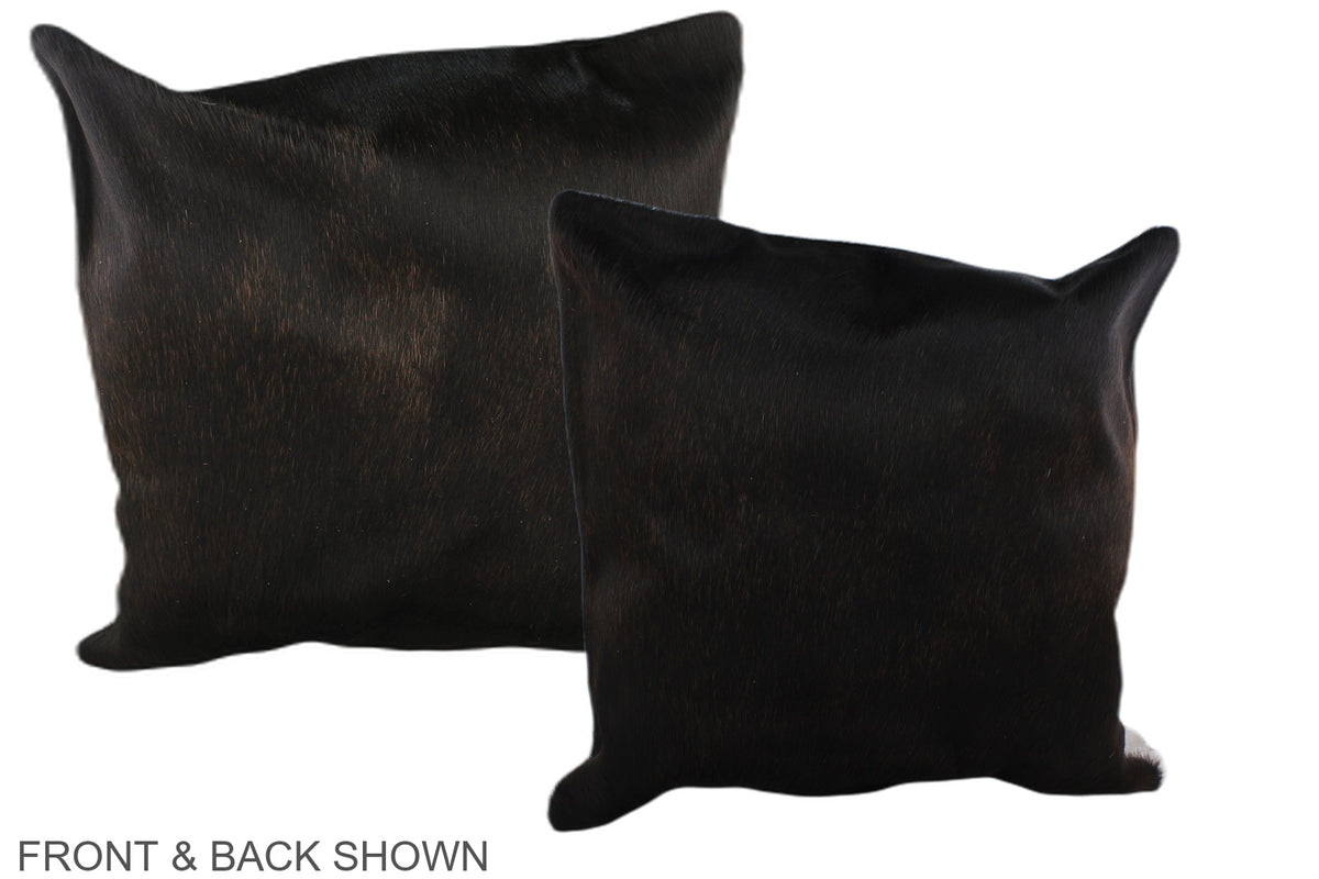 Solid Black Cowhide Pillow #A36874