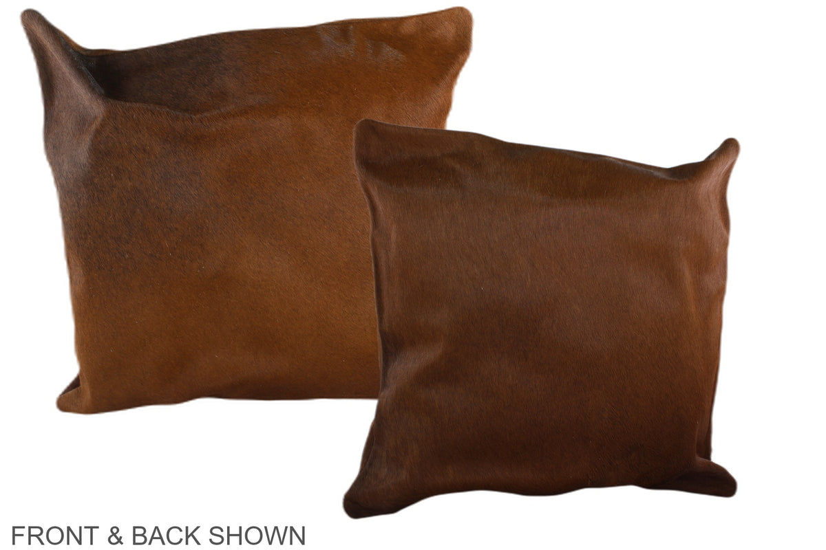 Solid Brown Cowhide Pillow #A36876