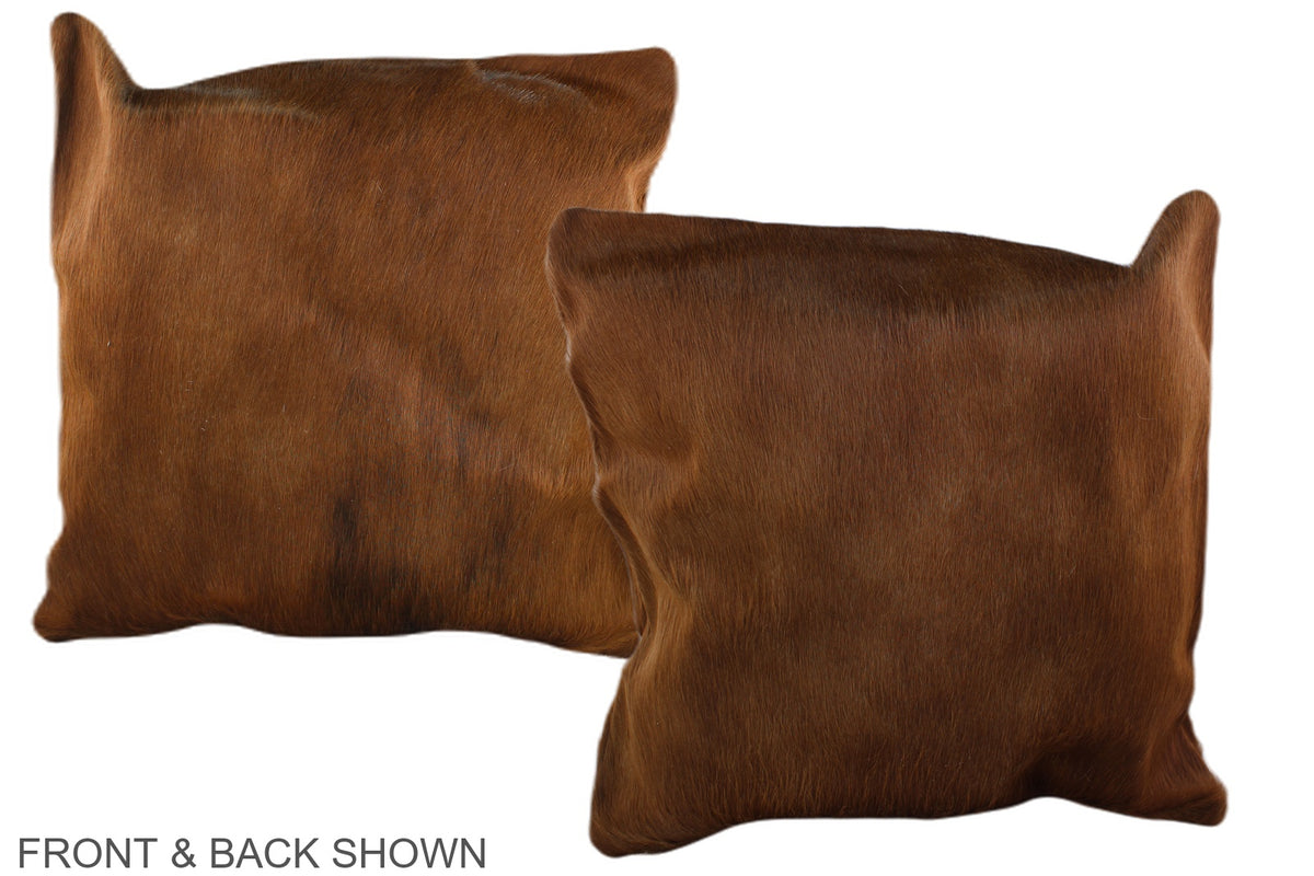 Solid Brown Cowhide Pillow #A36879