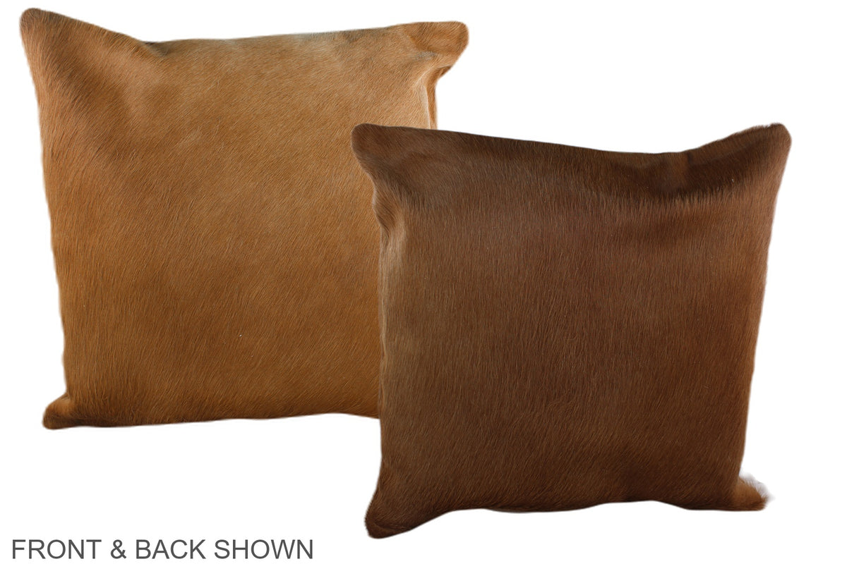Solid Brown Cowhide Pillow #A36882