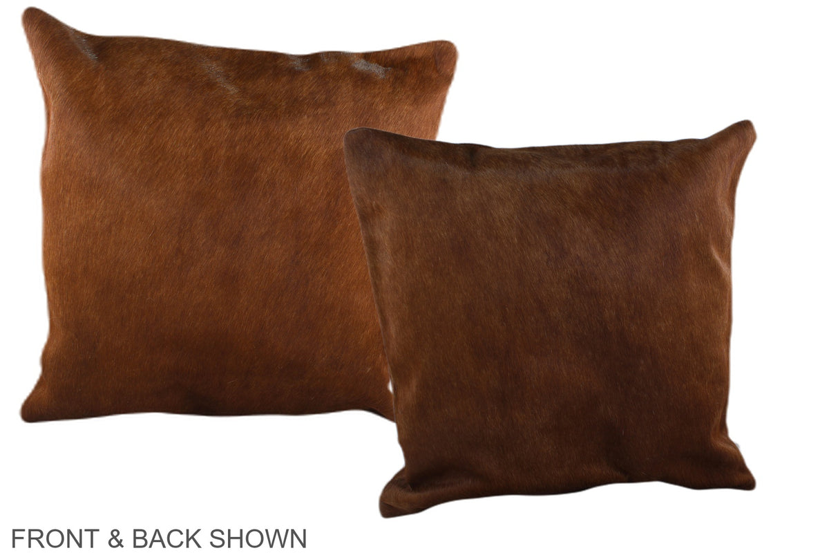 Solid Brown Cowhide Pillow #A36948