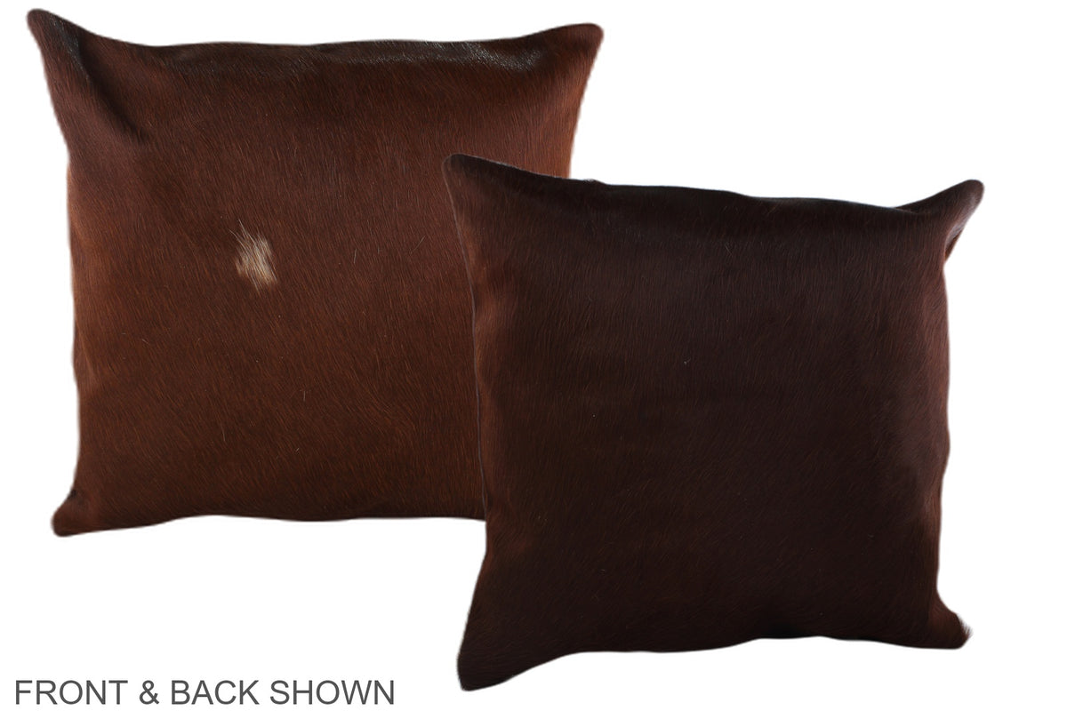 Solid Brown Cowhide Pillow #A36953