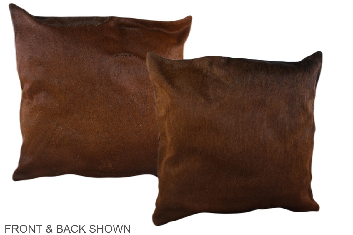 Solid Brown Cowhide Pillow #A36966