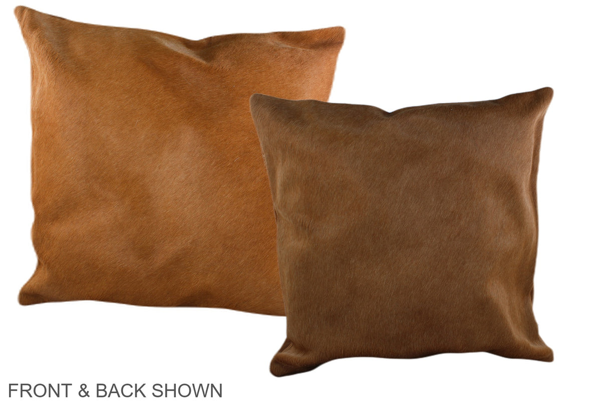 Solid Brown Cowhide Pillow #A36989