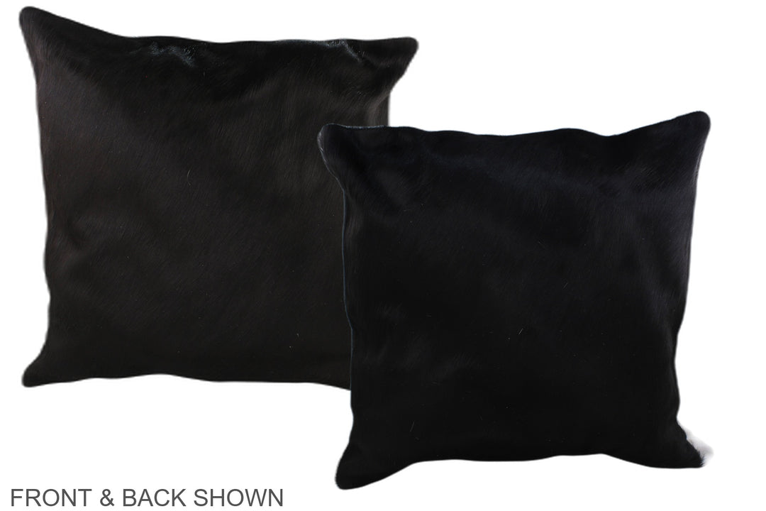 Solid Black 20"x20" Brazilian Cowhide Pillow #A37000 by Hudson Hides