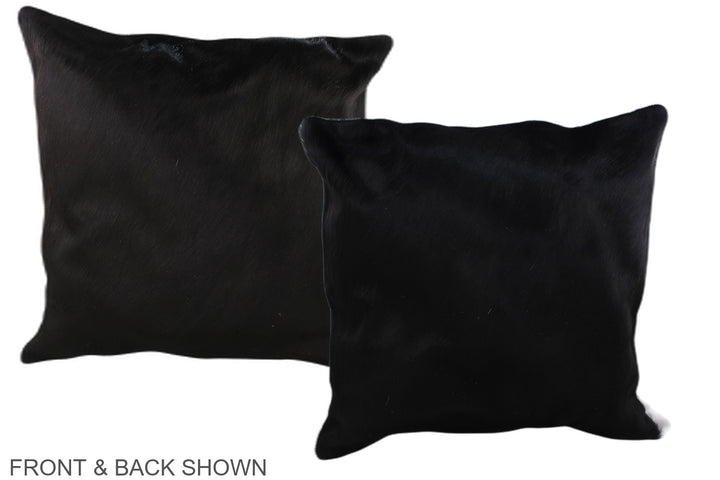 Solid Black 20"x20" Brazilian Cowhide Pillow #A37000 by Hudson Hides