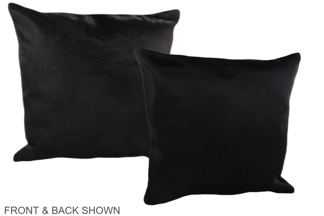 Solid Black 20"x20" Brazilian Cowhide Pillow #A37012 by Hudson Hides