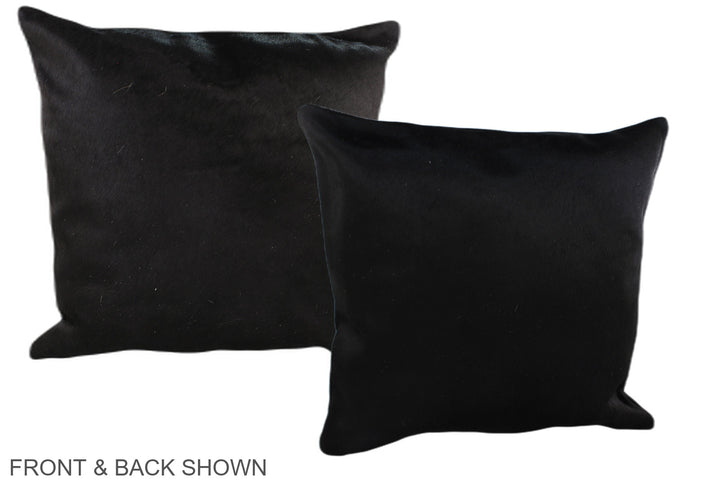 Solid Black 20"x20" Brazilian Cowhide Pillow #A37012 by Hudson Hides