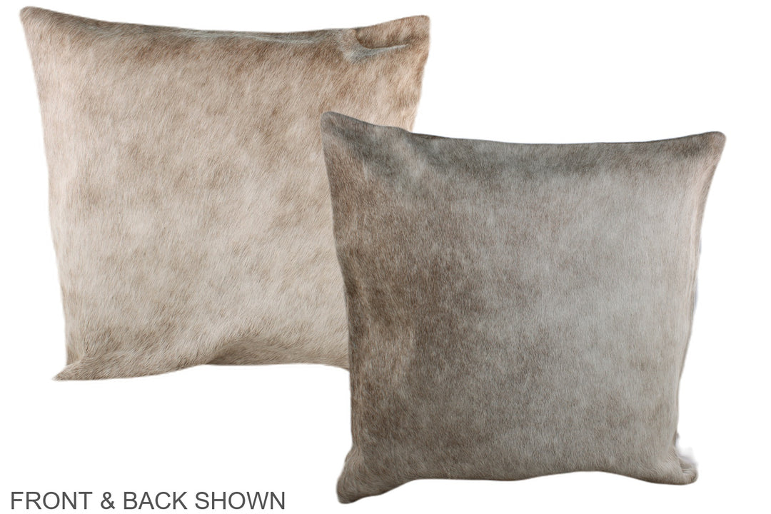Grey with Beige 20"x20" Brazilian Cowhide Pillow #A37019 by Hudson Hid