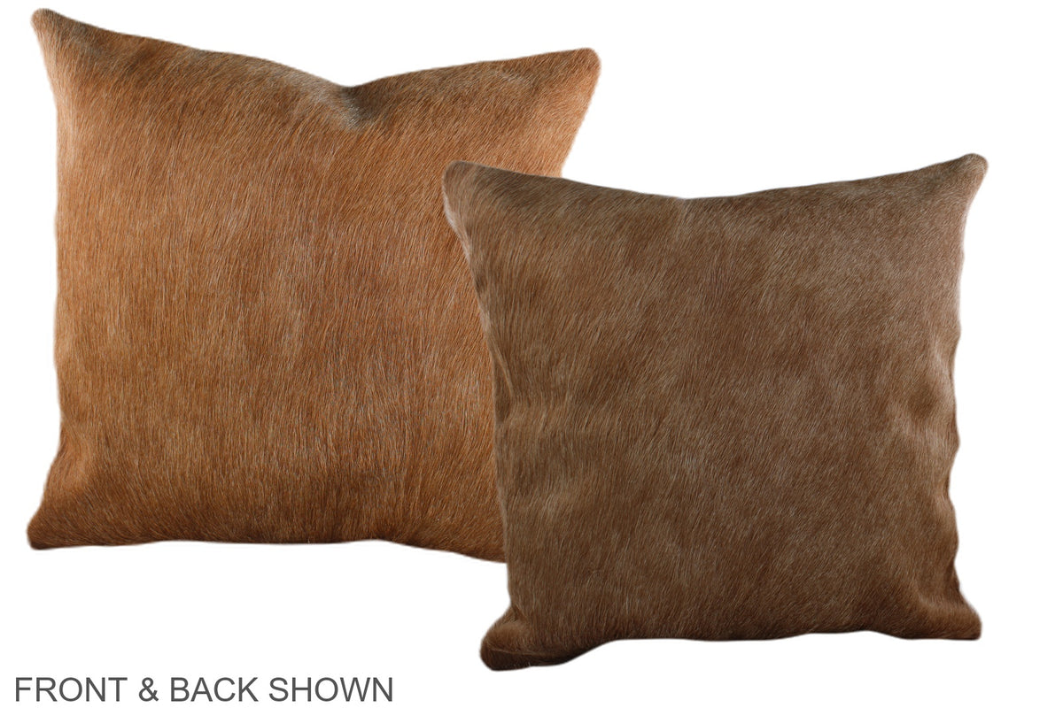 Solid Brown Cowhide Pillow #A37042