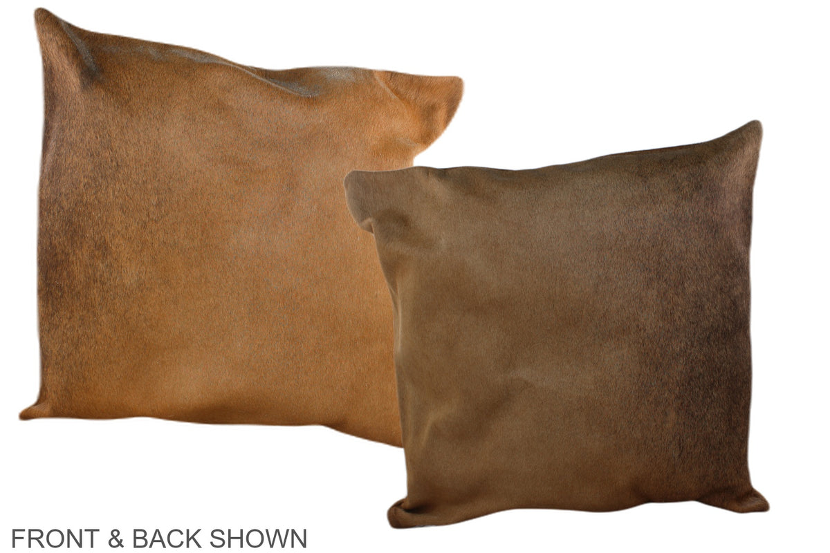 Solid Brown Cowhide Pillow #A37066