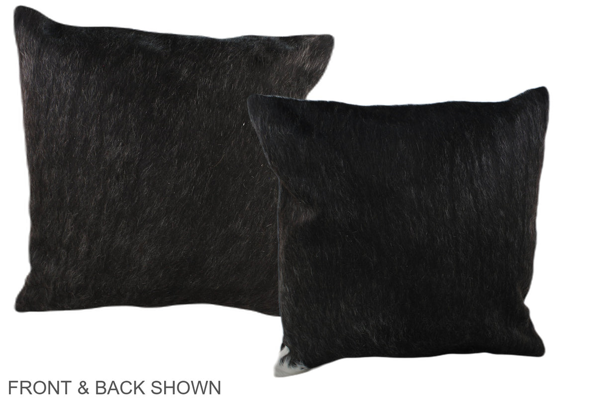 Solid Black Cowhide Pillow #A37070